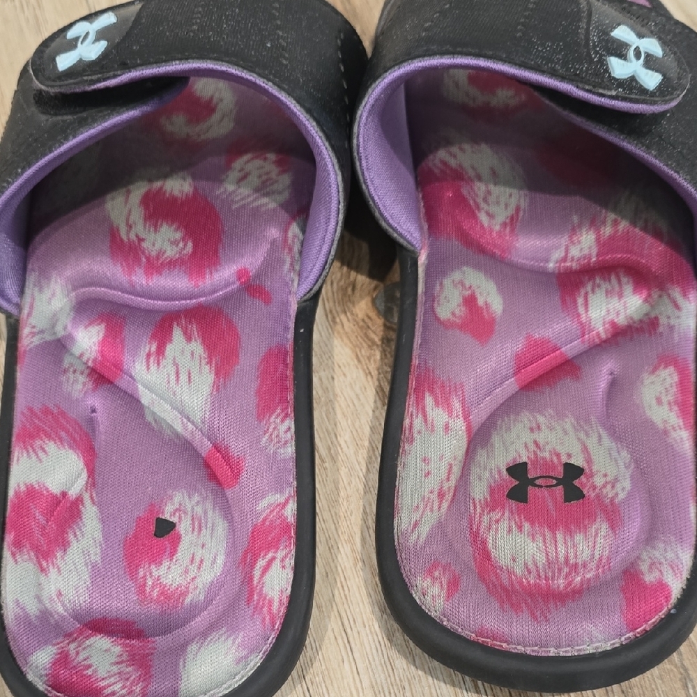 Under Armour Black and Purple Slide Sandals - Picture 4 of 11